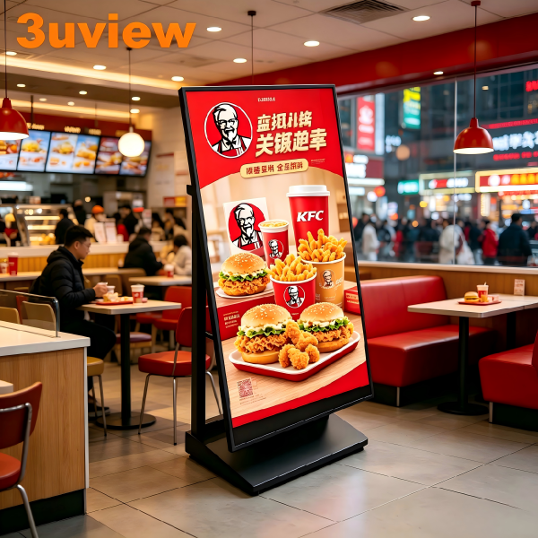 3UVIEW 43" Smart Floor-Standing Digital Signage
Multi-Mode Control: Manage content effortlessly via mobile APP, USB, Ethernet, or cloud control—update ads with just one click.
Immersive Stereo Sound: Enhanced, waterproof stereo speakers deliver rich audio to complement your visuals.
Versatile Commercial Use: Ideal for shopping malls, cafes, retail stores, and fast-food chains to display promotions, menus, and brand campaigns.
Plug-and-Play Convenience: Easy setup and seamless integration into any indoor commercial environment.